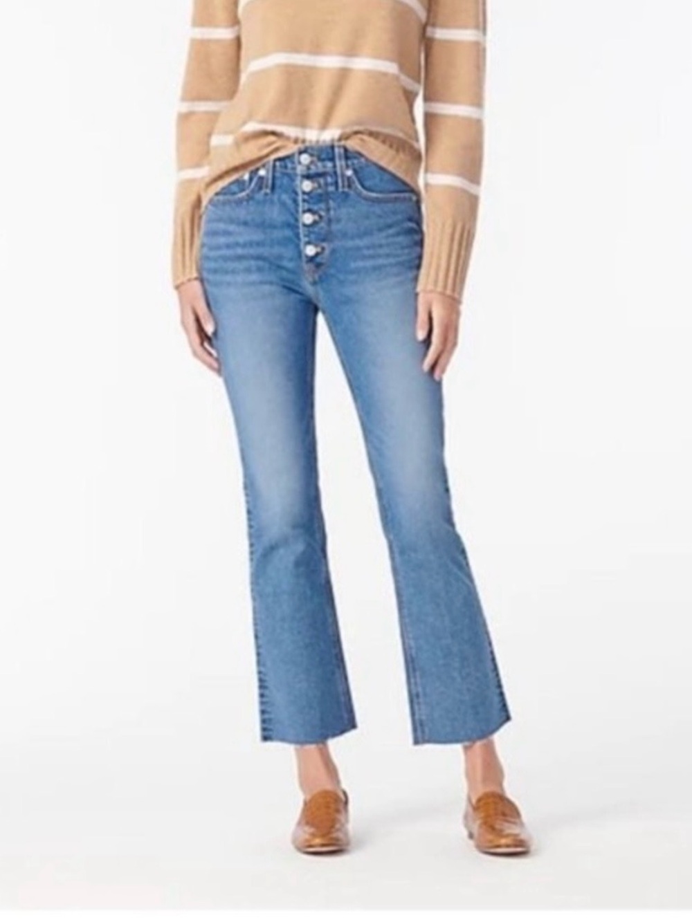 J.Crew 9” Billie Demi Boot Crop Jeans Button Fly Raw Hem 25